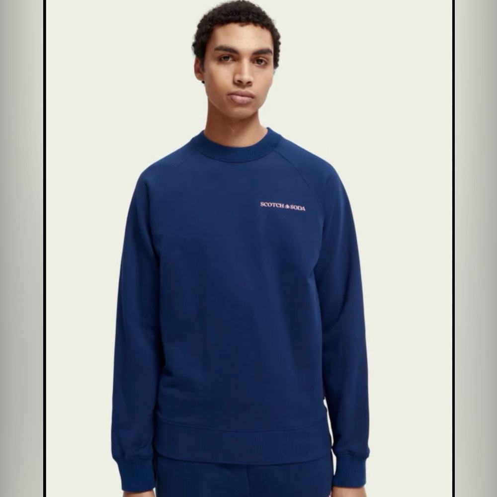 Scotch & Soda Men's Navy Crewneck Americana Unisex Sweater, M